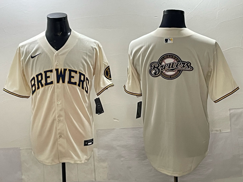 Men Milwaukee Brewers blank cream Nike MLB 2025 Jersey 001